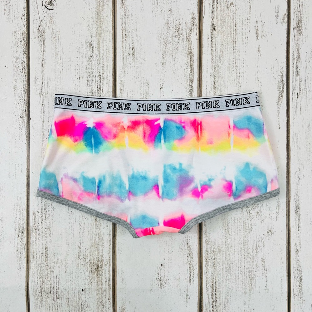 VS PINK Watercolor Print Boyshort Pantie Small Retired Style Color - Picture 4 of 6
